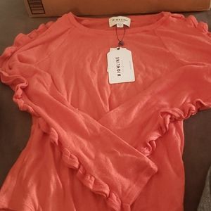 Highline red ruffle light sweater xs